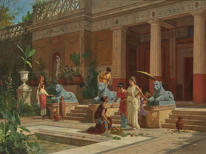1836-Luigi Bazzani - Fruttivendolo nel cortile di una Villa pompeiana 1876